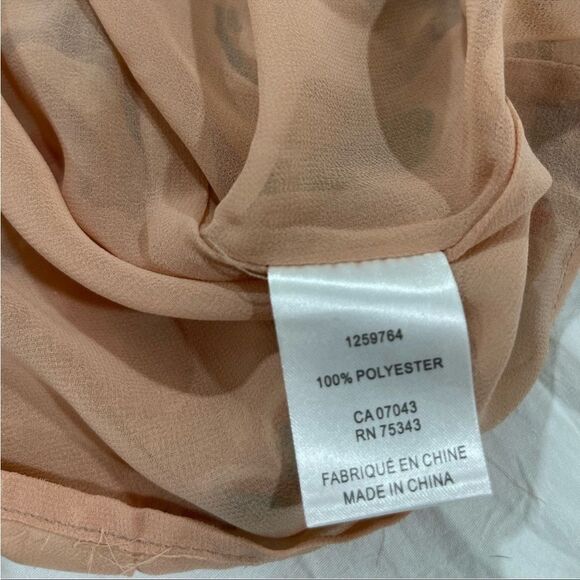 NWT Joie tan polka dot tie neck floral blouse M - Picture 5 of 6